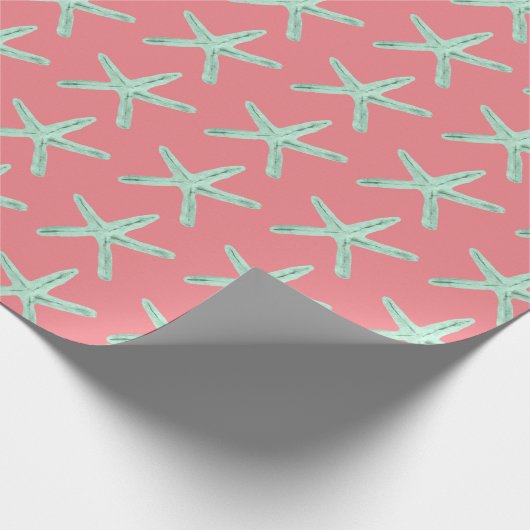 Rode en groene kustzeesterren Kerstmis Cadeaupapier (Hoek)