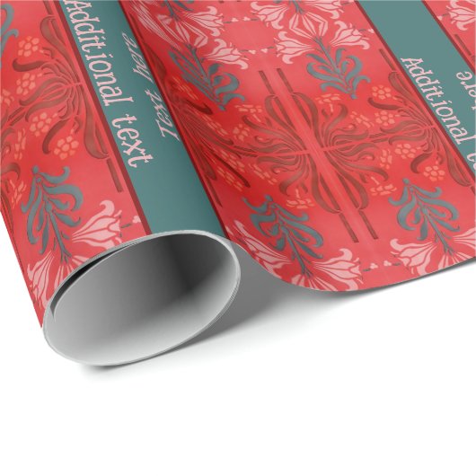 Rode en groene Lelie Bloemen Stencil Art gepersona Cadeaupapier (Rol Hoek)