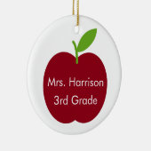 Rode en groene leraar Apple op witte persoonlijke  Keramisch Ornament (Rechts)