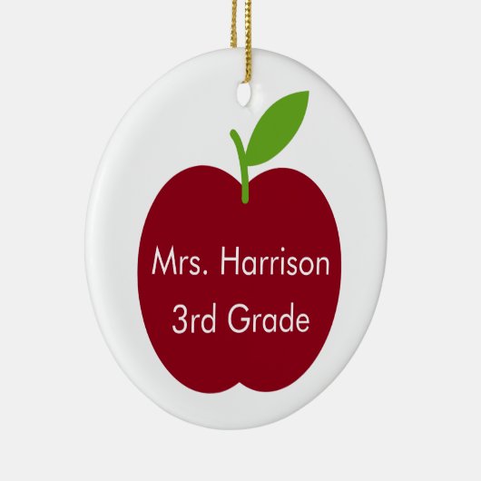 Rode en groene leraar Apple op witte persoonlijke Keramisch Ornament (Rechts)