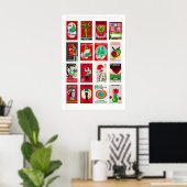 Rode en groene luciferdoosje labelcollage, kleur poster (Thuiskantoor)