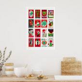 Rode en groene luciferdoosje labelcollage, kleur poster (Keuken)