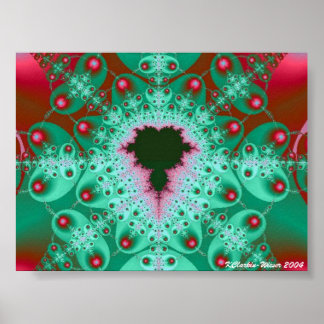 Rode en groene Mandelbrot Poster
