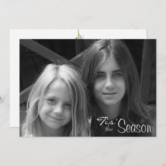 Rode en groene maretak kerstfoto feestdagenkaart (Voorkant / Achterkant)