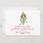 Rode en groene maretak kerstfoto feestdagenkaart (Achterkant)