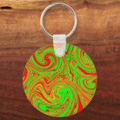 Rode en groene marmeren kunst sleutelhanger (Voorkant)