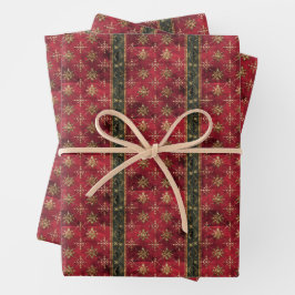 Rode en groene middeleeuwse kerstinpakpapier inpakpapier vel