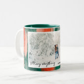 rode en groene moderne abstracte feestdag tweekleurige koffiemok (Voorkant links)