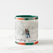 rode en groene moderne abstracte feestdag tweekleurige koffiemok (Center)