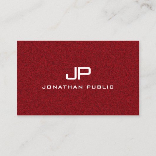 Rode en groene monogram moderne legante Sjabloon Visitekaartje (Voorkant)