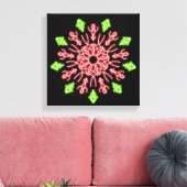 Rode en groene neon bloem canvas afdruk (Insitu (Woonkamer))