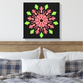 Rode en groene neon bloem canvas afdruk (Insitu (Slaapkamer))