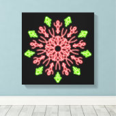 Rode en groene neon bloem canvas afdruk (Insitu (Houten vloer))