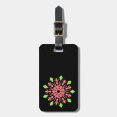 Rode en groene neonbloem bagagelabel (Voorkant verticaal)