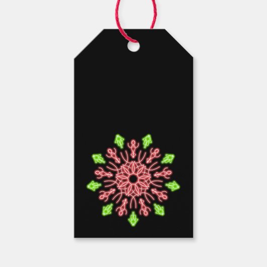 Rode en groene neonbloem cadeaulabel (Voorkant)