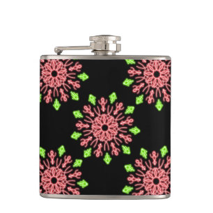 Rode en groene neonbloem heupfles