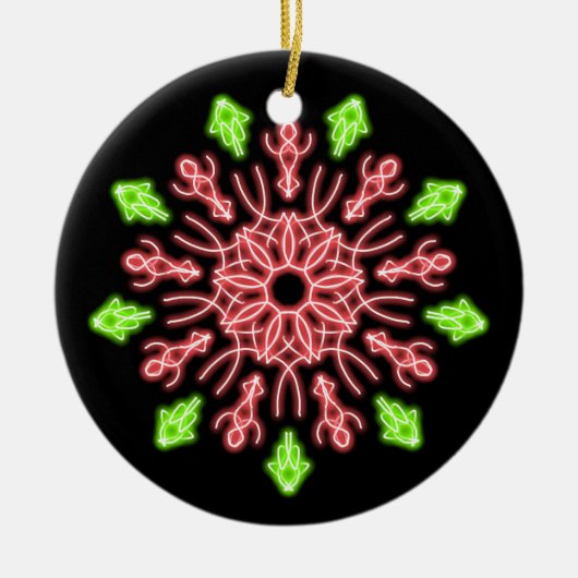 Rode en groene neonbloem keramisch ornament (Voorkant)