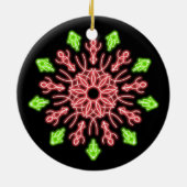 Rode en groene neonbloem keramisch ornament (Achterkant)