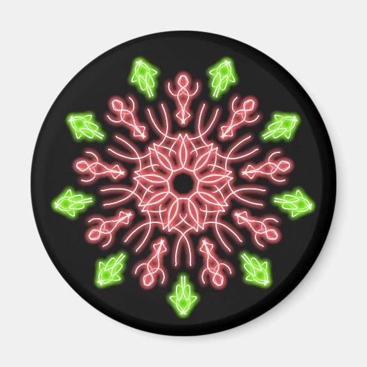 Rode en groene neonbloem magneet (Voorkant)