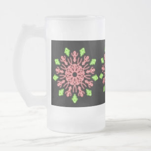 Rode en groene neonbloem matglas bierpul