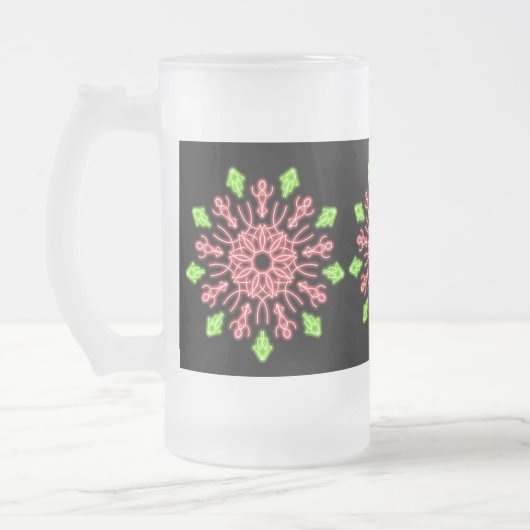 Rode en groene neonbloem matglas bierpul (Links)