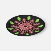 Rode en groene neonbloem papieren bordje (Gekanteld)