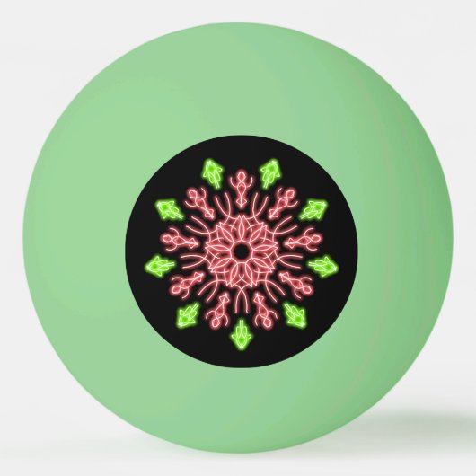 Rode en groene neonbloem pingpongbal (Voorkant)