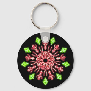 Rode en groene neonbloem sleutelhanger