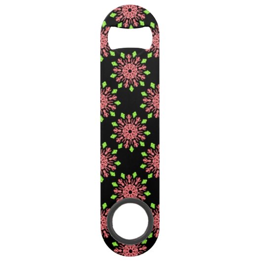 Rode en groene neonbloem speed flessenopener (Voorkant)