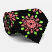 Rode en groene neonbloem stropdas (Opgerold)