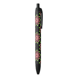Rode en groene neonbloem zwarte inkt pen