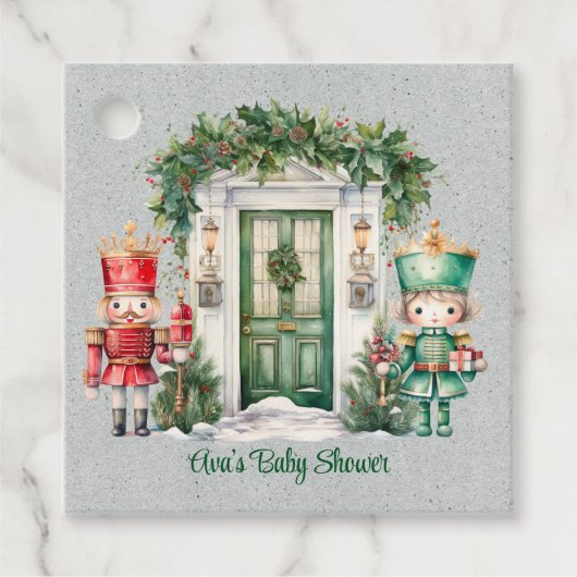 Rode en groene notenkraker Baby shower Dank u Bedankjes Labels (Voorkant)