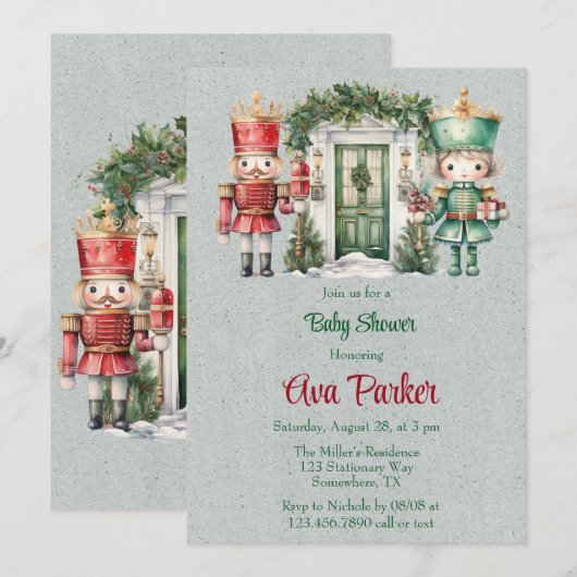 Rode en groene notenkraker Baby shower Kaart (Voorkant / Achterkant)