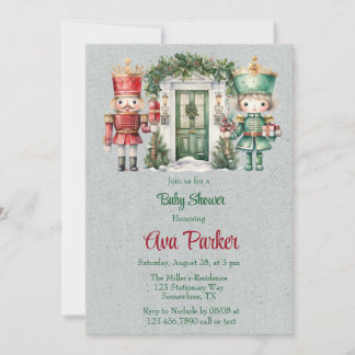 Rode en groene notenkraker Baby shower Kaart