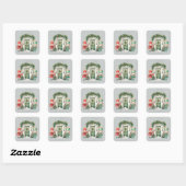 Rode en groene notenkraker Baby shower Vierkante Sticker (Vel)