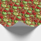 Rode en groene Ornamenten Cadeaupapier (Hoek)