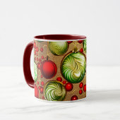 Rode en groene Ornamenten Mok (Voorkant links)