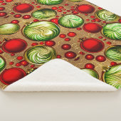 Rode en groene Ornamenten Sherpa Deken (3/4)