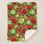 Rode en groene Ornamenten Sherpa Deken (Voorkant)