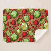 Rode en groene Ornamenten Sherpa Deken (Voorkant (horizontaal))