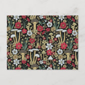 Rode en groene paddenstoelen en bloemen briefkaart (Voorkant)