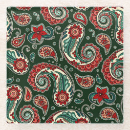 Rode en groene paisley-coaster glazen onderzetter