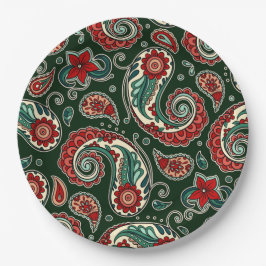 Rode en groene paisley papieren borden bordje