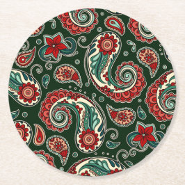 Rode en groene paisley papieren onderzetter