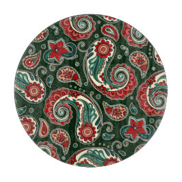 Rode en groene paisley ronde snijplank