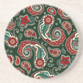 Rode en groene paisley zandsteen onderzetter
