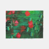 Rode en groene papavers, bloemen voor de Sjabloon Fleece Deken (Voorkant (Horizontaal))