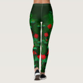 Rode en groene papavers, bloemen voor de Sjabloon  Leggings (Achterkant)