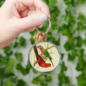  rode en groene parrots op de achtergrond van Bamb Sleutelhanger (Hand)