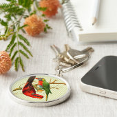  rode en groene parrots op de achtergrond van Bamb Sleutelhanger (Zijkant)